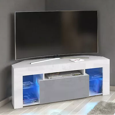 £89.99 • Buy Corner TV Unit Cabinet TV Stand Sideboard White High Gloss Doors With Led Lights