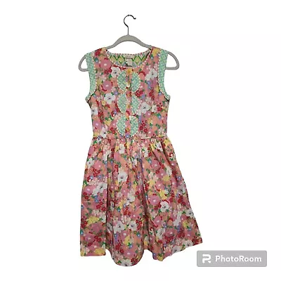 Matilda Jane Leah Pink Floral Fit And Flare Floral Sleeveless Dress Womens Small • $26