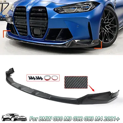 Front Bumper Lip Carbon Fiber Style For 2021-2023 BMW G80 M3 G82 M4 Splitter ABS • $195.88