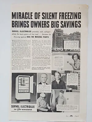 1937 Servel Electrolux Gas Refrigerator Evansville Vintage Print Ad • $7.19