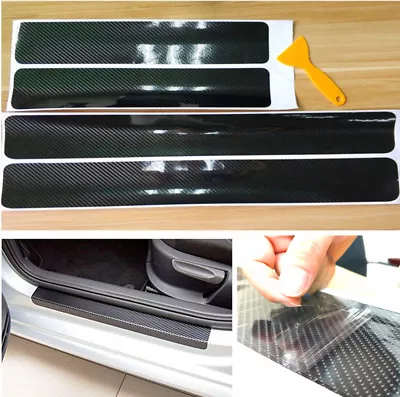 5D Carbon Fiber Car Scuff Plate Door Sill Cover Panel Step Protector Vinyl Black • $7.37