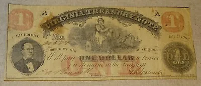Richmond Virginia $1 Treasury Note July 21 1862 • $99.95
