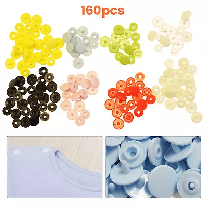 160 Sets KAM Snaps Round Size 16 T3 Plastic Fastener Sew Button For Baby Clothes • £8.89