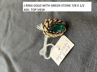 Vtg Jewelry Ring Adj W Green Stone 7/8 X 1/2 Top Of Ring Is 1/2 High 6005 • $5