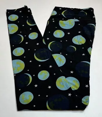 NEW LuLaRoe TC Leggings BLACK GREEN Star SPACE Galaxy Crescent MOON Planet EARTH • $19.50