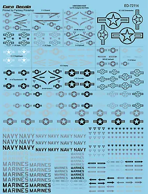 Euro Decals Military Lo Viz Insignia Water Slide Decals 1:72 Scale Glossy Finish • £10.95