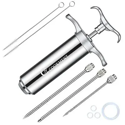 Meat Injector Syringe With 3 Needles 2 Cleaning Brushes&4 Silicone O-Rings • $24.52