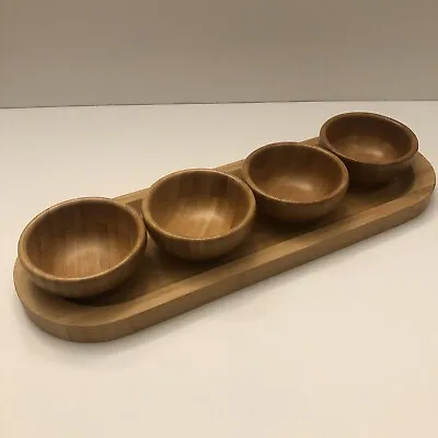Pampered Chef Bamboo Snack Bowls 3.25”  With Serving Platter 15”width Nice ! • $21