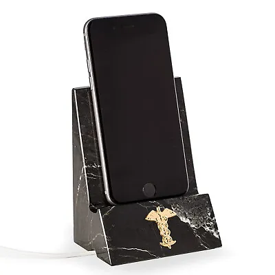 Medical Caduceus Black Marble Desktop Cell Phone Holder • $67.50