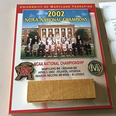 2002 Maryland Terrapins Basketball Piece Of National Champions Floor Plaque Coa • $69.99