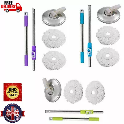 £10.49 • Buy Mop Handle Set Floor Cleaning 360 Magic Rotating Spinning & 2pc Microfiber Head
