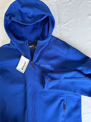 Marmot Olden Polartech Hoody Azure Blue NWT! Great Vibrant Spring Color! Men's L • $74.99