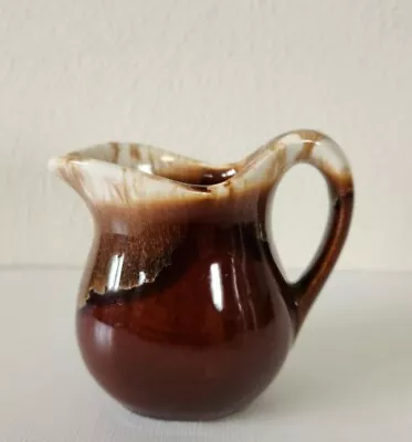 Vintage McCoy Rustic Brown Drip Glaze ~ Small Syrup Creamer Pitcher USA  • $14