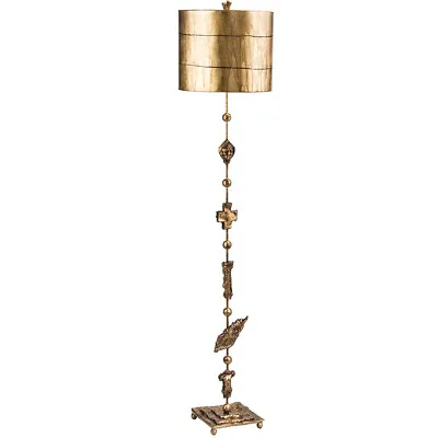 Floor Lamp Hand Painted Gold Leaf Silhouettes Shade Inc Aged Gold LED E27 100W • £419.99