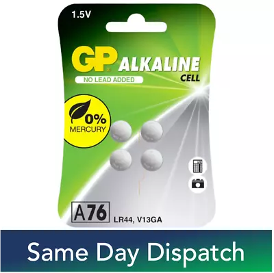 GP LR44 A76 V13GA 1.5V Alkaline Button Cell Batteries - Pack Of 4 • £3.59