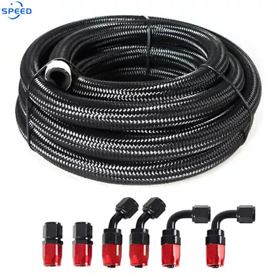 5/8  10AN 20FT Hose Nylon Stainless Steel Braided CPE Oil Fuel Line Fittings Kit • $50.91