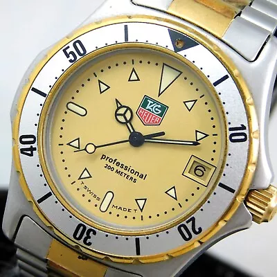 TAG HEUER 974.013F 35mm DATE GOLD SILVER VINTAGE WATCH SWISS MADE QUARTZ E936 • $218