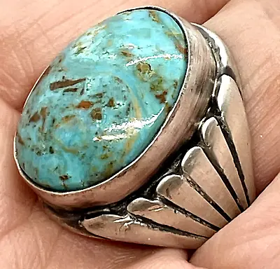 Navajo Sonoran Gold Turquoise Mens Ring  Sz11 Sterling By P Yazzie 24.8 G Patina • $244.94