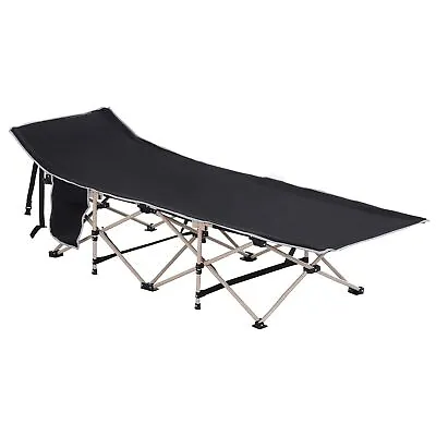 Single Portable Outdoor Military Sleeping Bed Camping Cot Black Outsunny • £47.28