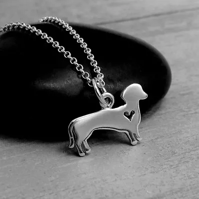 925 Sterling Silver Dachshund Necklace - Doxie Wiener Puppy Dog Charm Necklace • $24.95