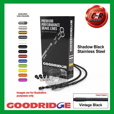 Fits KAWASAKI KH100EX G3 80-93 Goodridge Black S/Steel V Black Front Brake Hoses • £82.98