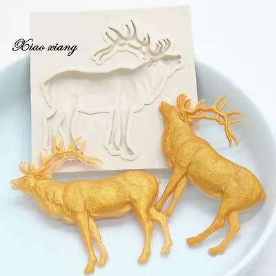 3D Christmas Deer Silicone Mold Baking Fondant Chocolate Resin Cake Decoration • $13.35