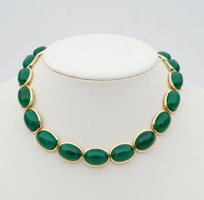 Vintage Mid Century 209.00 Ct Natural Chrysoprase 18 Kt Gold Rare Necklace • $7900