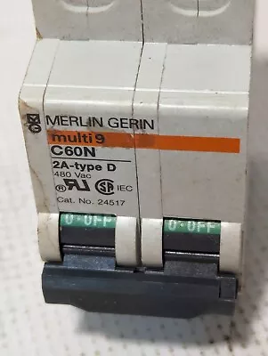 Merlin Gerin 24517 Circuit Breaker Multi9 C60N 2A 480vac 2-Pole Type D • $18.99