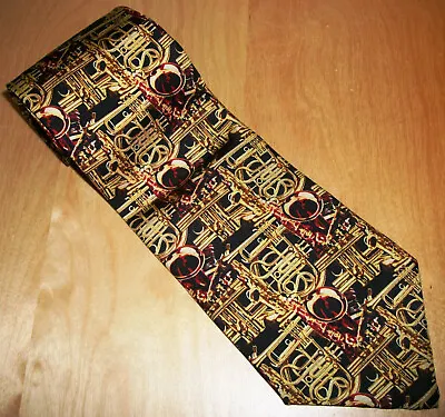 Brass Wind Instruments Jazz Musician Silk Neck Tie 57  Long X 3.75  Wide (E508) • $8