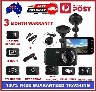 $58.99 • Buy Car Dash Camera Recorder 1080P Dual Cam Lens DVR Front And Rear Video Recorder