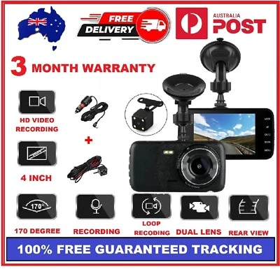 $58.99 • Buy Car Dash Camera Recorder 1080P Dual Cam Lens DVR Front And Rear Video Recorder