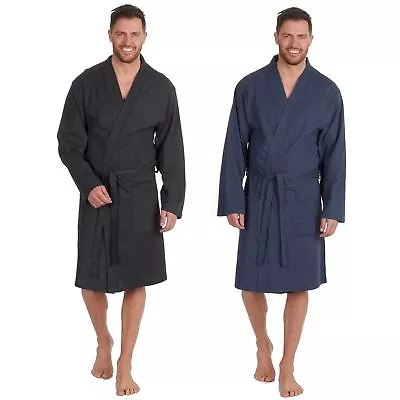 Mens Jersey Kimono Robe Lightweight Dressing Gown Grey Navy Size M-XXL • £17.95