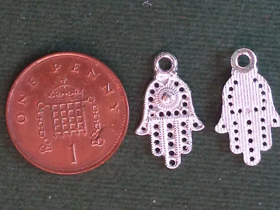 10 Hamsa Charms - Bright Silver- Hand Of Fatima Protection • £2.85