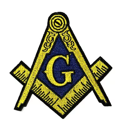 MASONIC LOGO EMBROIDERED PATCH Iron-on FREEMASON SQUARE COMPASS MASON EMBLEM • $4.50