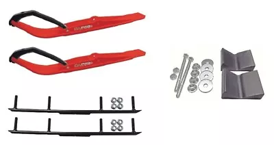 C&A Pro Red Razor Snowmobile Skis W/ 4  Round Bars Complete Kit • $359.92