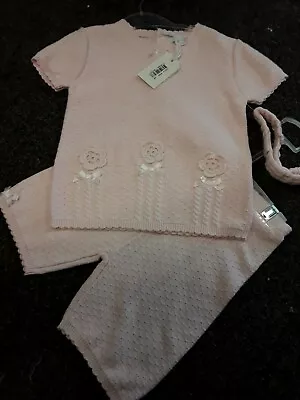 Sale New Girls Zip Zap Pink Knitted Pant Set Size 24 Months • £15