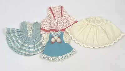 Vintage Doll Clothes Lot For Small Dolls Dress Pinafore Check Dot Lace • $38