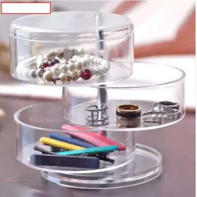 New 3 Circular Drawers Cosmetic Organiser Clear Make Up Holder Storage Acrylic • £6.99
