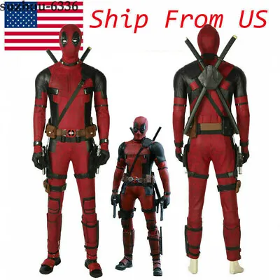 USA Stock Deadpool Adult Cosplay Jumpsuit Spandex Zentai Wear Halloween Costume • $37.99