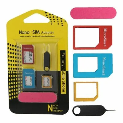 SIM Card Adapter 5-in-1 Nano & Micro SIM Card Adapter Kit Converter • $4.99