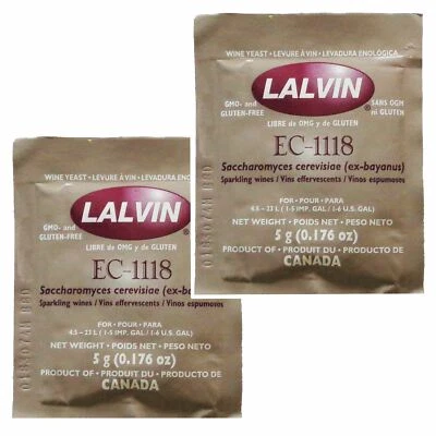 £7.42 • Buy 2x Lalvin EC-1118 Champagne Yeast 5g Sachet 18% Homebrew Wine Making 4.5L-23L