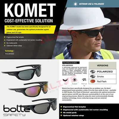 £7.19 • Buy Bolle KOMET Safety Glasses Spectacles Anti-Scratch Anti-Glare 99.99% UV Protect