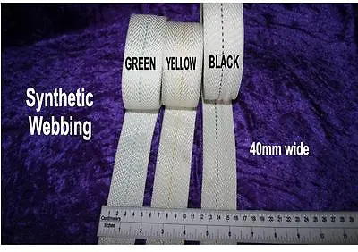 WEBBING ROLLS  40mm WHITE/CREAM Fine Stripe Heavy Duty Polypropylene Strapping • £6.50