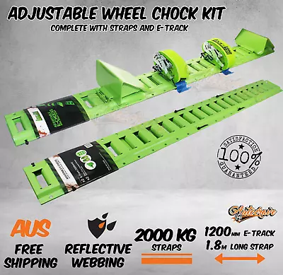 Adjustable Wheel Chock Kit Tie Down Straps Ratchet Strap 2000kg Car Trailer ATV • $219