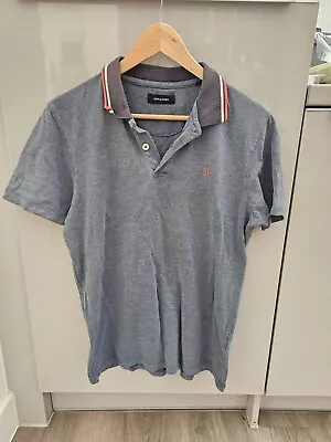 Jack And Jones Polo Shirt Men In Blue Size Large/Medium - Pre-Owned • £2