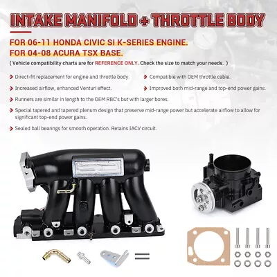 K-series Intake Manifold W/ 70MM Throttle Body For Honda Acura K20 K24 Alu Black • $181