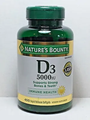 Nature's Bounty VITAMIN D3 5000IU 400 Softgels *Bone Teeth & Immune Health* • $22.99