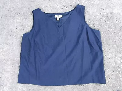 $12.99 • Buy Amanda Smith Woman Blouse Top Shirt Womens 22W Blue Sleeveless Vneck Formal