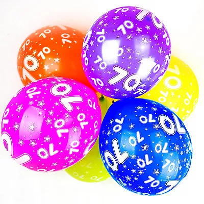 70th Birthday Balloons - 10 Balloons Age 70 Children's Party Decorations • £4.94