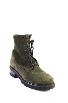 C La Canadienne Womens Suede Round Toe Lace Up Ankle Boots Olive Size 7.5 • $64.65